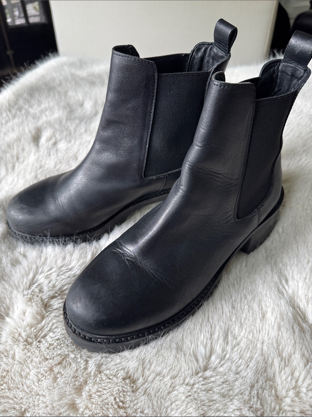 Urban Outfitters Black Leather Chelsea Booties